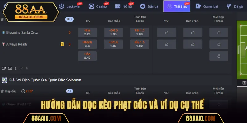 Hướng dẫn đọc kèo phạt góc và ví dụ cụ thể 